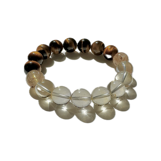 DETERMINED SUCCESS - Tiger's Eye, Citrine, Gold Rutilated Quartz Bracelet