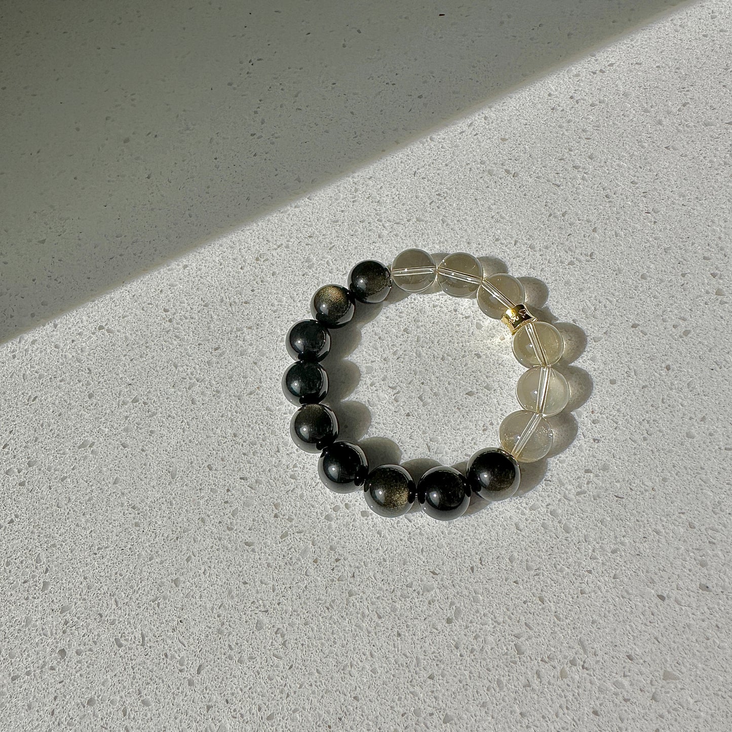 GOLDEN FORTUNE II - Gold Sheen Obsidian, Citrine, Mantra Bracelet