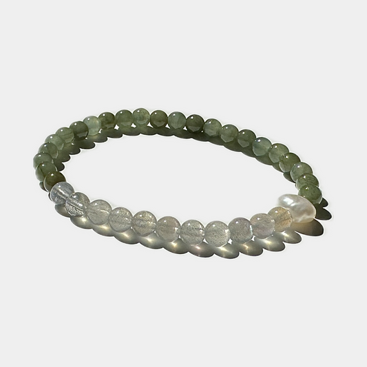 May Birthstone Bracelet - Jade, Labradorite, Freshwater Pearl