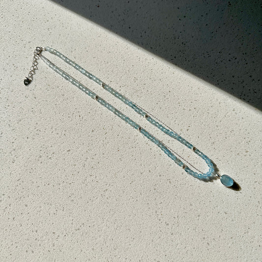 ULTIMATE COURAGE - Aquamarine, 925 Silver Necklace
