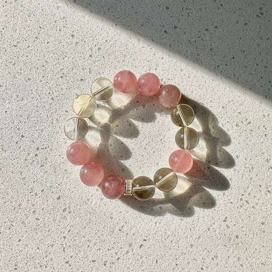 VIBRANT CHARISMA I - Rose Quartz, Citrine Quartz Bracelet